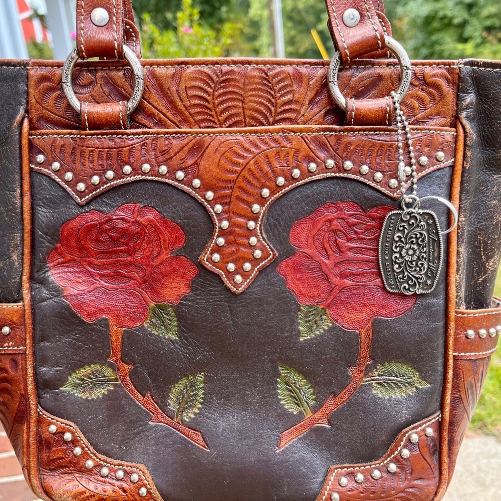 American West Roses Are Red leather purse
